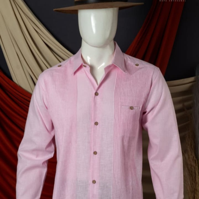 Guayabera rose manches longues