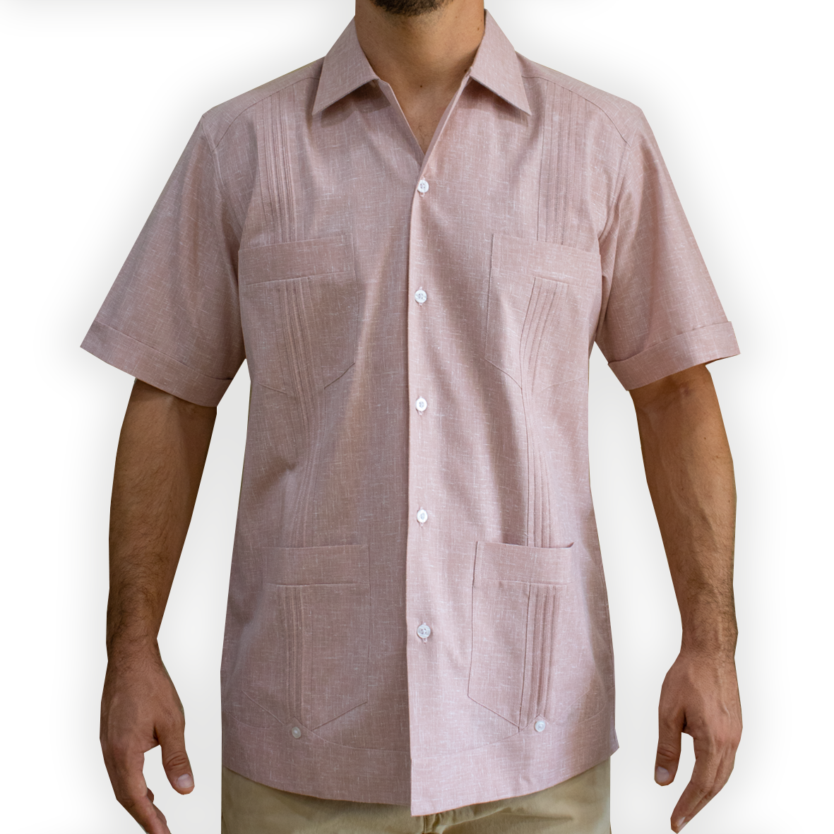 Guayabera rose pâle homme