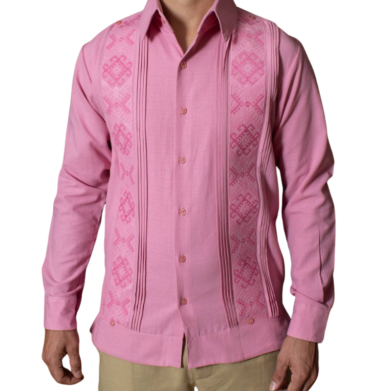 Guayabera rose pastel Casa Habana – élégance artisanale et douceur estivale