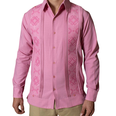 Guayabera rose pastel Casa Habana – élégance artisanale et douceur estivale