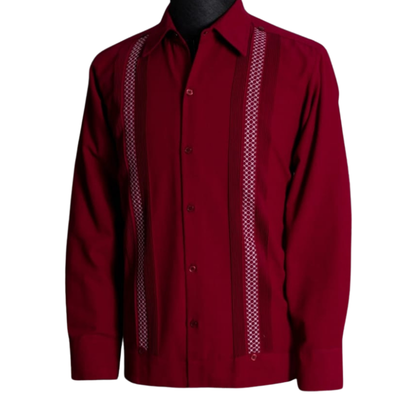 Guayabera rouge cerise artisanale