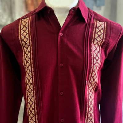 Guayabera rouge vin Casa Habana