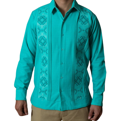 Guayabera vert turquoise pour mariage tropical