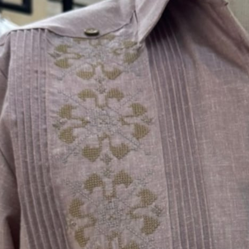 Guayabera Vieux Rose Brodée