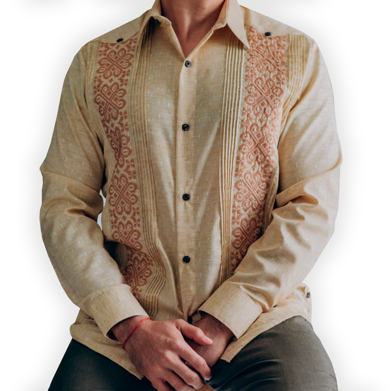 chemise cubaine homme brodee manche longue