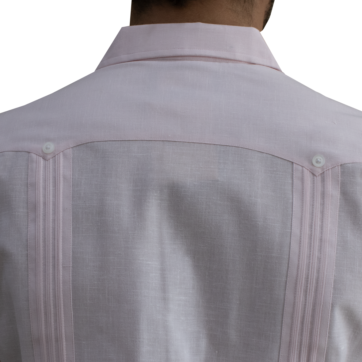 détail du tissu coton rose clair guayabera manches courtes
