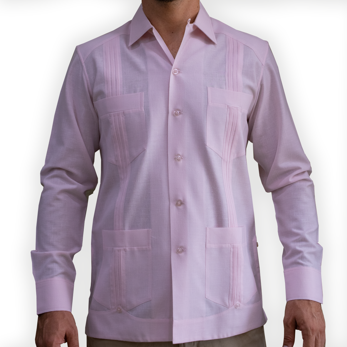 Guayabera cubaine rose clair
