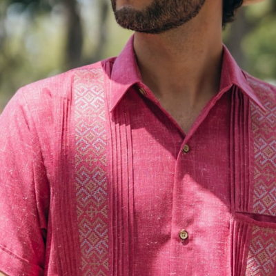 guayabera rose fuchsia été style élégant homme