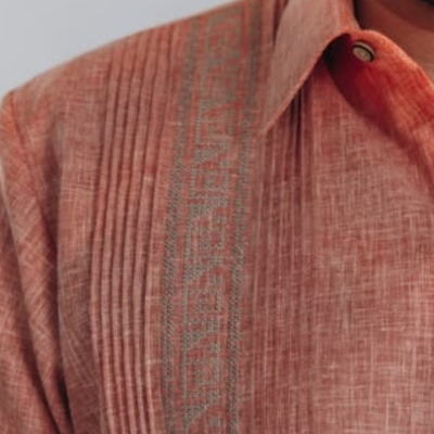 guayabera saumon manches courtes homme