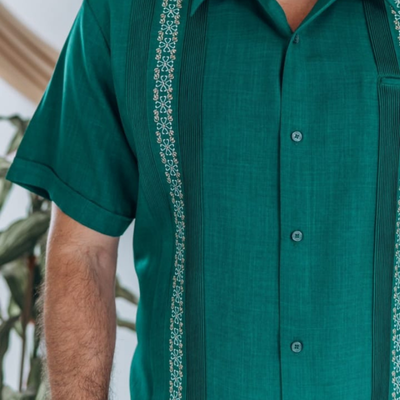 guayabera vert jade mariage extérieur homme