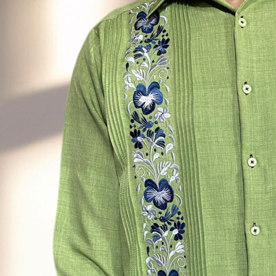 guayabera vert pomme homme élégante