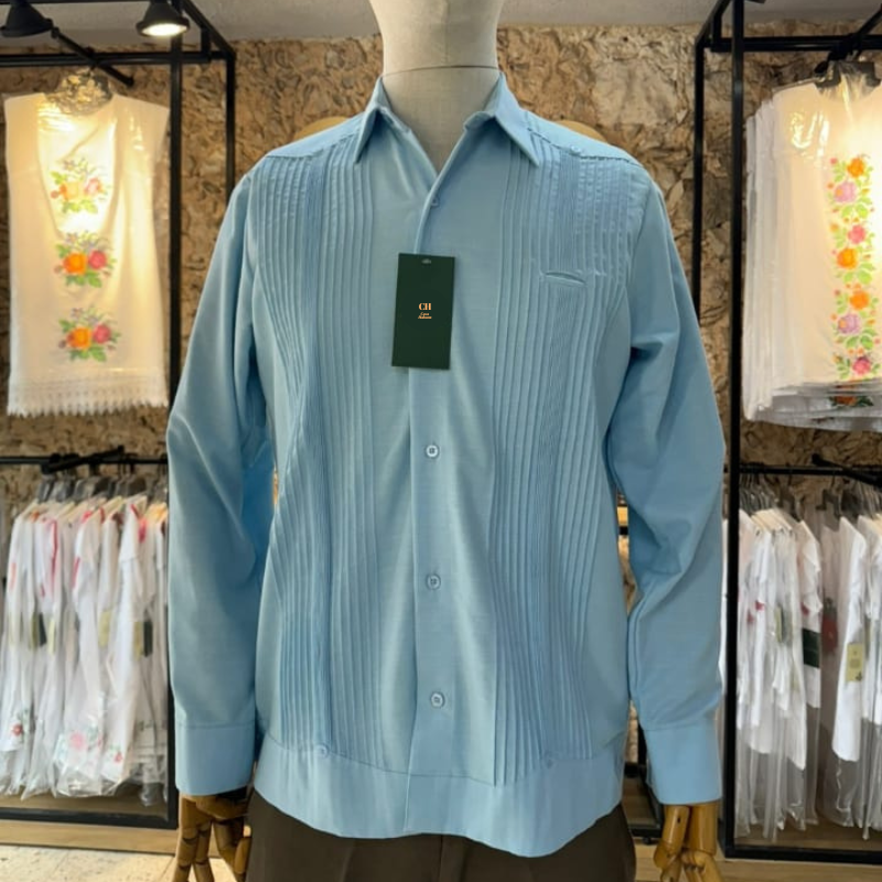 light blue presidential guayabera shirt for men