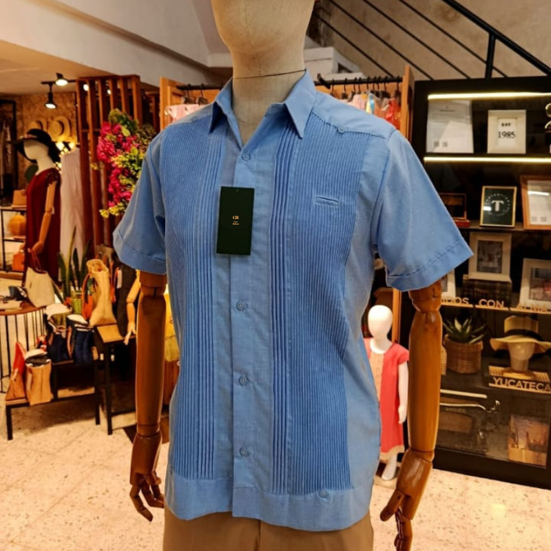 Guayabera Présidentielle Bleue Manches Courtes