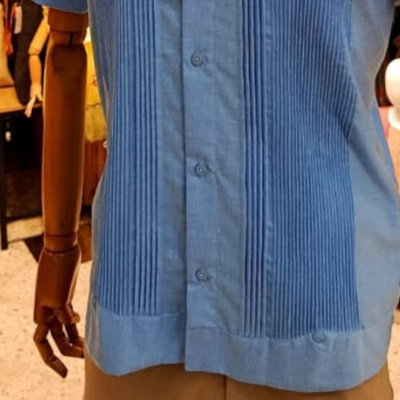 presidential blue short sleeve guayabera for men